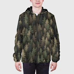 Куртка с капюшоном мужская Лесной камуфляж, цвет: 3D-черный — фото 2