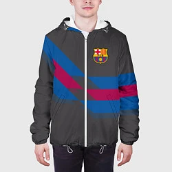 Куртка с капюшоном мужская Barcelona FC: Dark style, цвет: 3D-белый — фото 2