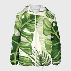 Куртка с капюшоном мужская Тропический папоротник, цвет: 3D-белый