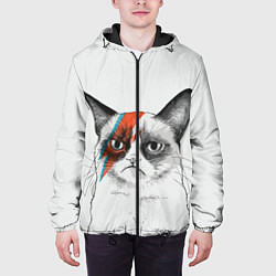Куртка с капюшоном мужская David Bowie: Grumpy cat, цвет: 3D-черный — фото 2