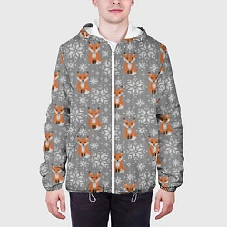 Куртка с капюшоном мужская Зимние лисицы, цвет: 3D-белый — фото 2
