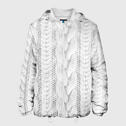 Куртка с капюшоном мужская Вязанная ткань, цвет: 3D-белый