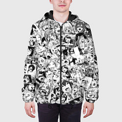 Куртка с капюшоном мужская Ahegao: Black & White, цвет: 3D-черный — фото 2