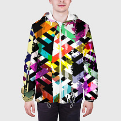 Куртка с капюшоном мужская Геометрия в красках, цвет: 3D-белый — фото 2