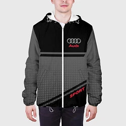 Куртка с капюшоном мужская Audi: Crey & Black, цвет: 3D-белый — фото 2