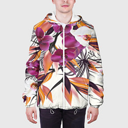 Куртка с капюшоном мужская Fashion Flowers, цвет: 3D-белый — фото 2