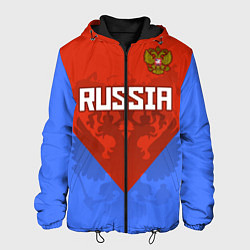 Куртка с капюшоном мужская Russia Red & Blue, цвет: 3D-черный