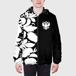 Куртка с капюшоном мужская Russia: B&W Floral, цвет: 3D-черный — фото 2