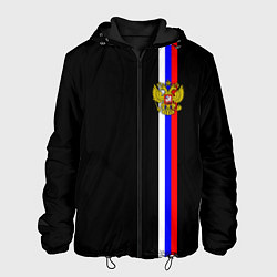 Куртка с капюшоном мужская Лента с гербом России, цвет: 3D-черный