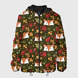 Куртка с капюшоном мужская Осенние лисички, цвет: 3D-черный