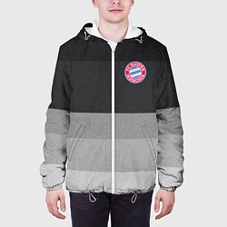 Куртка с капюшоном мужская ФК Бавария: Серый стиль, цвет: 3D-белый — фото 2