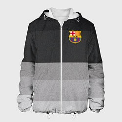 Куртка с капюшоном мужская ФК Барселона: Серый стиль, цвет: 3D-белый