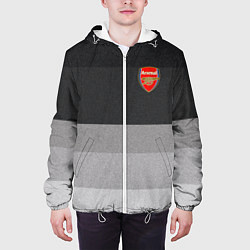 Куртка с капюшоном мужская ФК Арсенал: Серый стиль, цвет: 3D-белый — фото 2