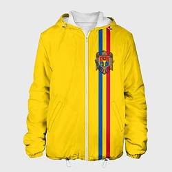 Куртка с капюшоном мужская Молдавия: лента с гербом, цвет: 3D-белый