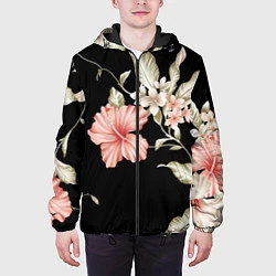 Куртка с капюшоном мужская Цветок во мраке, цвет: 3D-черный — фото 2