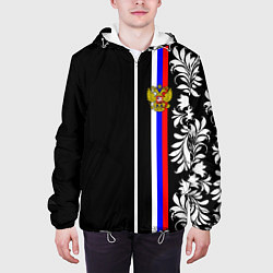 Куртка с капюшоном мужская Россия: цветочная коллекция, цвет: 3D-белый — фото 2