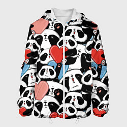 Куртка с капюшоном мужская Милые панды, цвет: 3D-белый