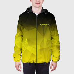 Куртка с капюшоном мужская Cyberpunk 2077: Yellow Poly, цвет: 3D-черный — фото 2