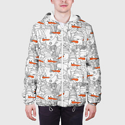Куртка с капюшоном мужская Зимние снеговики, цвет: 3D-белый — фото 2