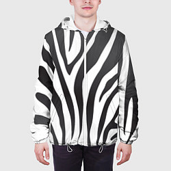 Куртка с капюшоном мужская Африканская зебра, цвет: 3D-белый — фото 2