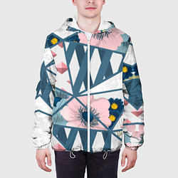 Куртка с капюшоном мужская Нежная геометрия, цвет: 3D-белый — фото 2