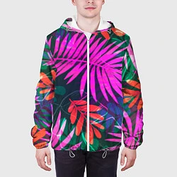 Куртка с капюшоном мужская Неоновые тропики, цвет: 3D-белый — фото 2