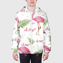 Куртка с капюшоном мужская Lil Peep: Pink Flamingo, цвет: 3D-белый — фото 2