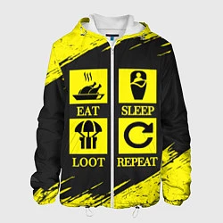 Куртка с капюшоном мужская PUBG: Eat, Sleep, Loot, Repeat, цвет: 3D-белый