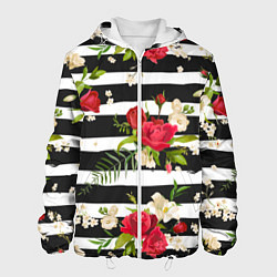 Куртка с капюшоном мужская Розы и орхидеи, цвет: 3D-белый