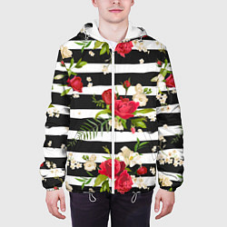 Куртка с капюшоном мужская Розы и орхидеи, цвет: 3D-белый — фото 2