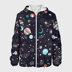 Куртка с капюшоном мужская Загадочный космос, цвет: 3D-белый