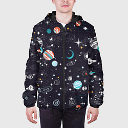 Куртка с капюшоном мужская Загадочный космос, цвет: 3D-черный — фото 2