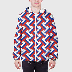 Куртка с капюшоном мужская Российский триколор плетёнка, цвет: 3D-белый — фото 2