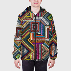 Куртка с капюшоном мужская Этнический ковровый орнамент, цвет: 3D-черный — фото 2