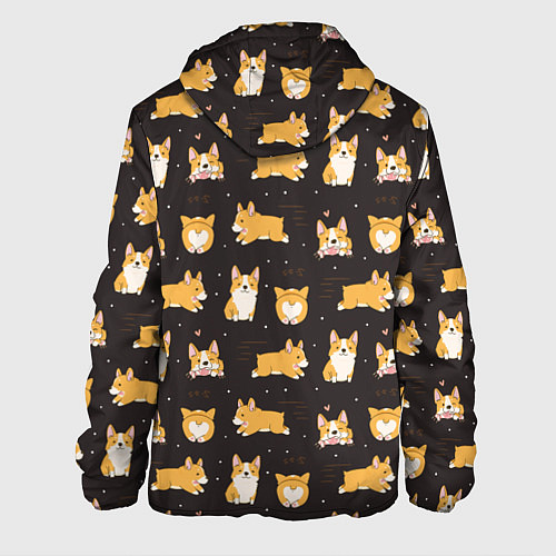 Мужская куртка Вельш корги бемброк - забавные щенки паттерн / 3D-Черный – фото 2