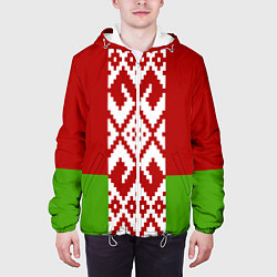 Куртка с капюшоном мужская Беларусь флаг, цвет: 3D-белый — фото 2