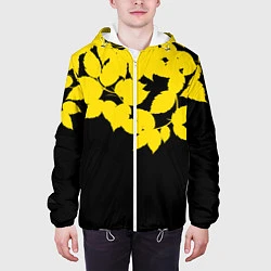 Куртка с капюшоном мужская Желтые Листья - Минимализм, цвет: 3D-белый — фото 2