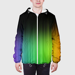 Куртка с капюшоном мужская Неоновые полосы - Минимализм, цвет: 3D-белый — фото 2