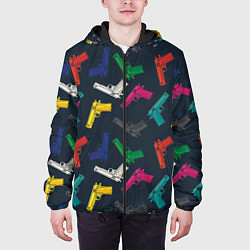Куртка с капюшоном мужская Разноцветные пистолеты, цвет: 3D-черный — фото 2