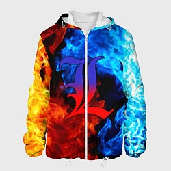 Куртка с капюшоном мужская L letter fire, цвет: 3D-белый
