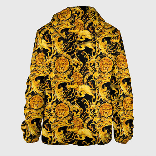Мужская куртка Львы золотые узоры / 3D-Черный – фото 2