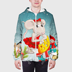 Куртка с капюшоном мужская Милая мышка с сыром, цвет: 3D-белый — фото 2