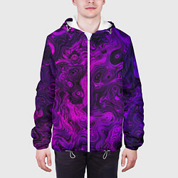 Куртка с капюшоном мужская Abstract purple, цвет: 3D-белый — фото 2