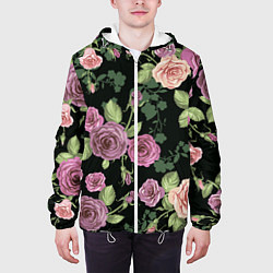 Куртка с капюшоном мужская Кусты роз, цвет: 3D-белый — фото 2