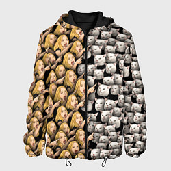 Куртка с капюшоном мужская Девушки орут на котиков, цвет: 3D-черный