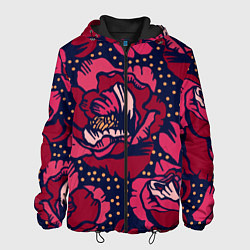Куртка с капюшоном мужская Цветы, цвет: 3D-черный