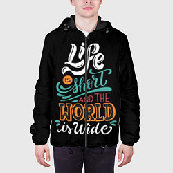Куртка с капюшоном мужская Жизнь коротка, а мир безумен, цвет: 3D-черный — фото 2