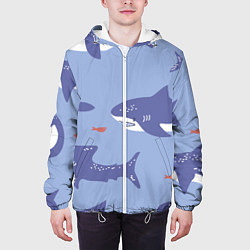 Куртка с капюшоном мужская Акулий косяк, цвет: 3D-белый — фото 2