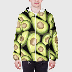 Куртка с капюшоном мужская Avocado background, цвет: 3D-белый — фото 2
