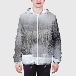 Куртка с капюшоном мужская Зимняя природа, цвет: 3D-белый — фото 2